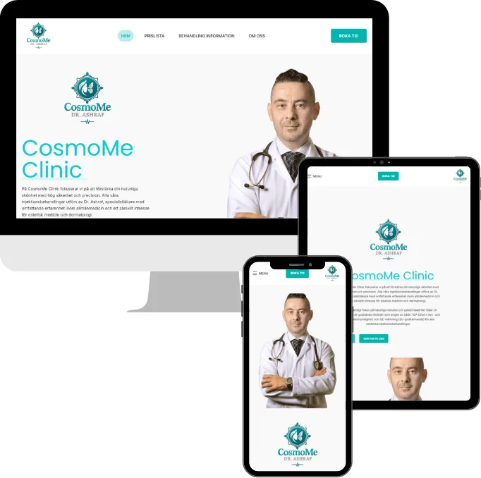 CosmoMe, Webbplats för estetisk klinik och skönhetsbehandlingar