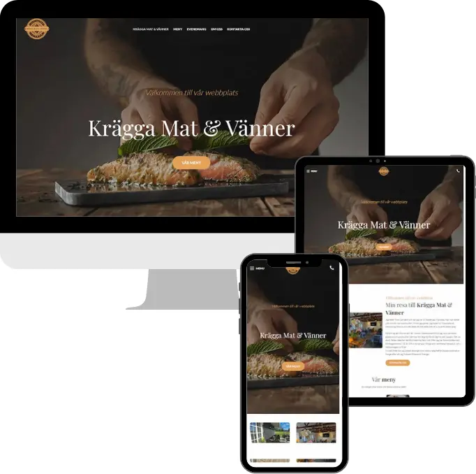 Kragga Mat och Vänner, Webbplats med digital meny och event för restaurang