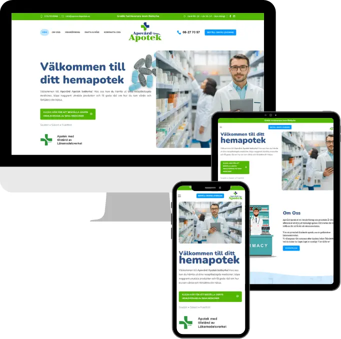 Apovard Apotek, One-page webbplats med receptuppladdning online