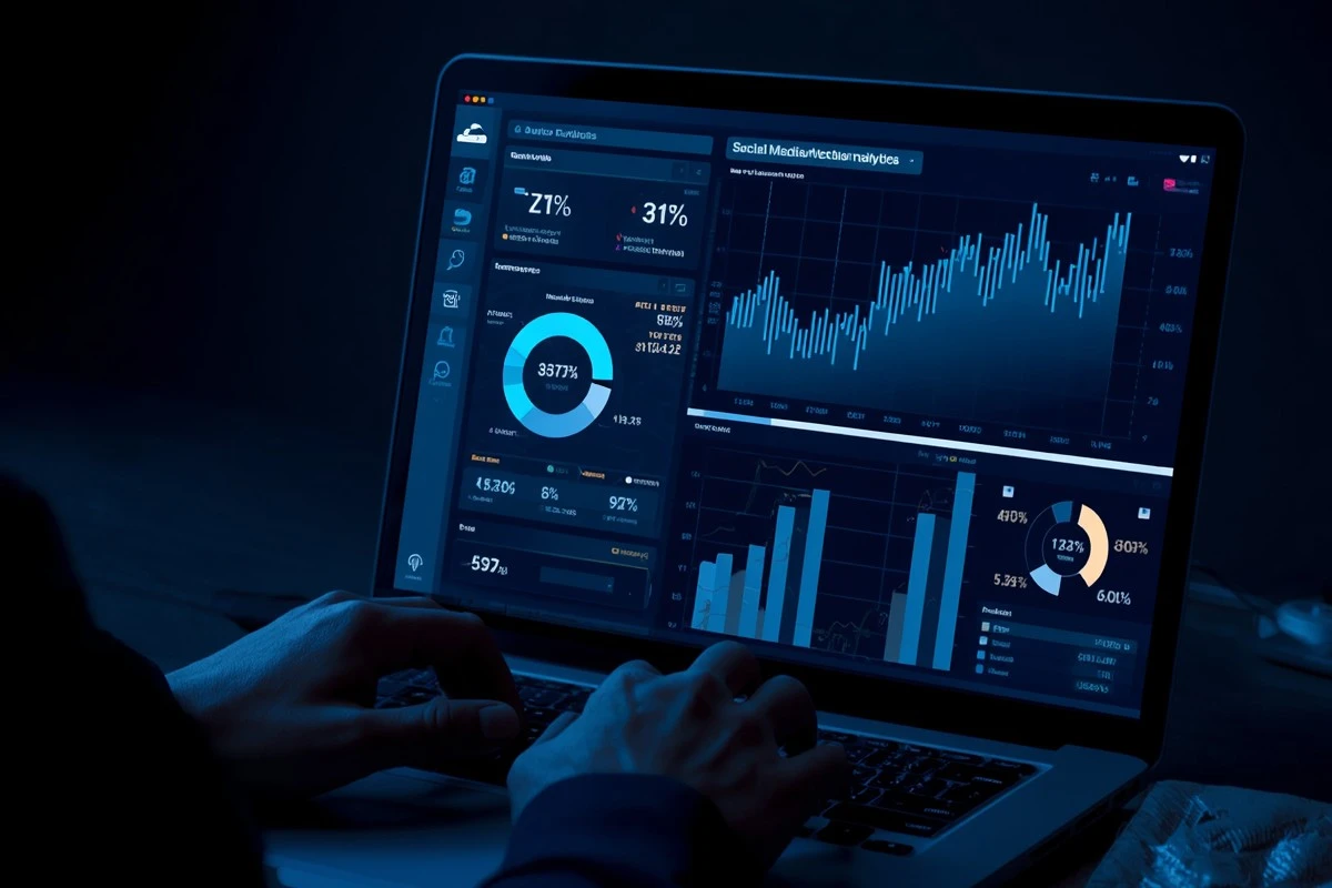 Digital marknadsföring med analytics-dashboard och statistik