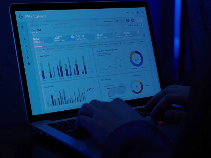 SEO-analys och sökmotoroptimering med analytics-dashboard